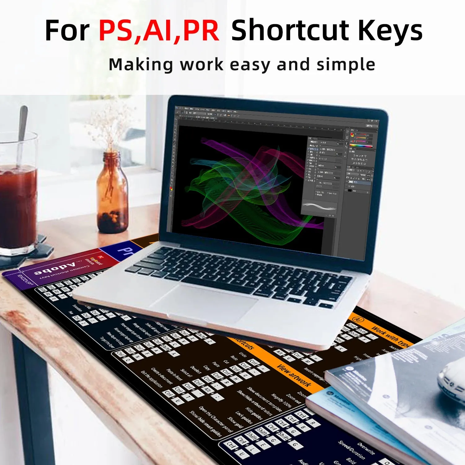 Alfombrilla de ratón EXCO Shortcuts grande extendida para Ps Ai Pr