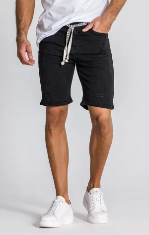 Stylish Black Label Denim Shorts