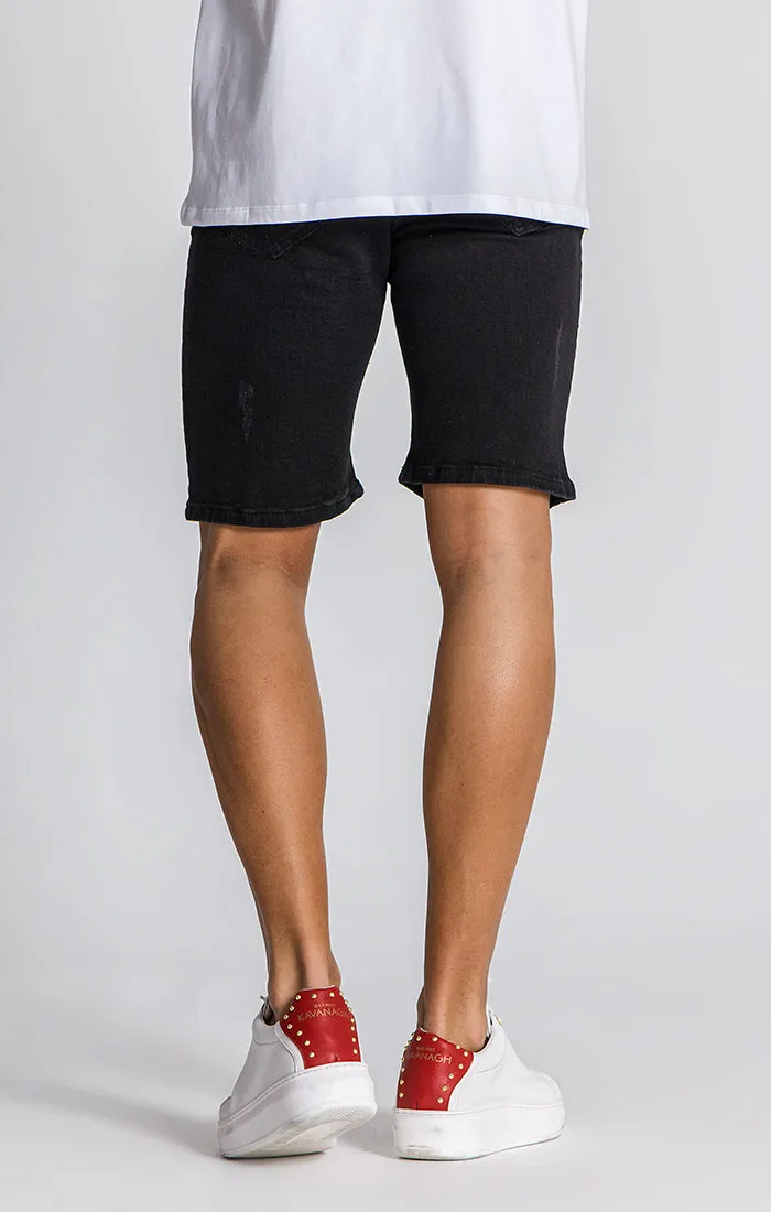 Stylish Black Label Denim Shorts