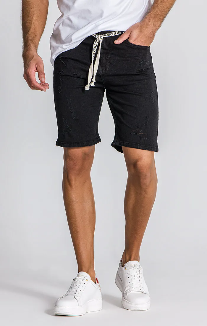 Stylish Black Label Denim Shorts