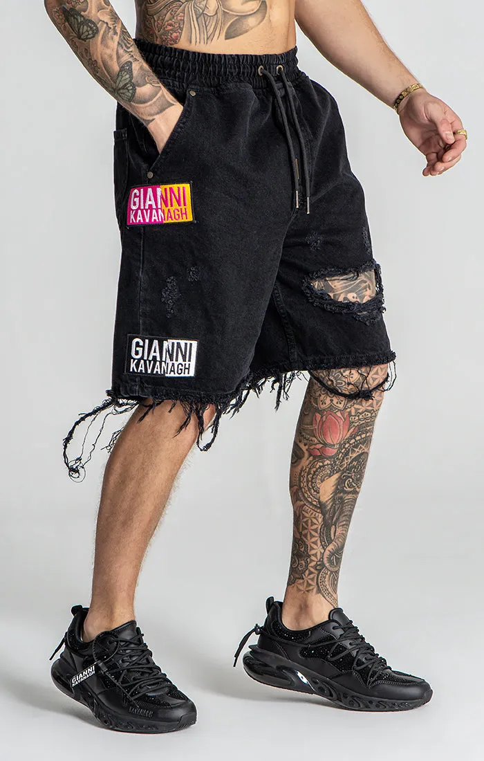 Black Multiply Denim Shorts