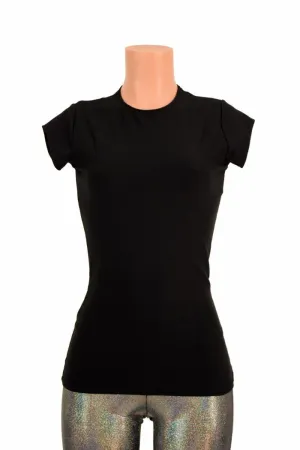 Black Zen Crew Neck Cap Sleeve Top