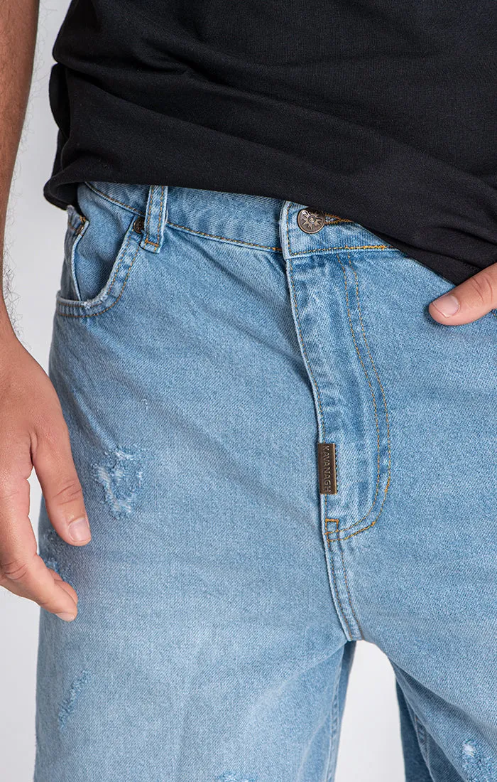 Blue Underwater Denim Shorts