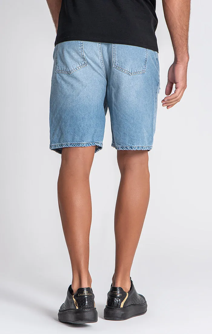 Blue Underwater Denim Shorts