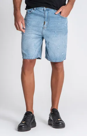 Blue Underwater Denim Shorts