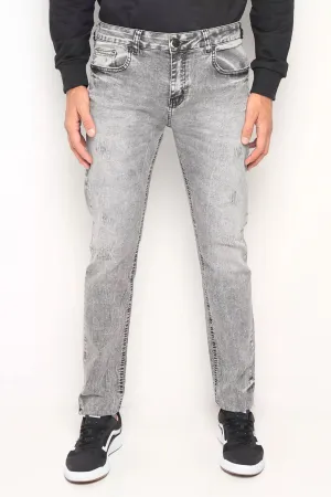 CALÇA JEANS SLIM BLACK DENIM COM PUIDOS