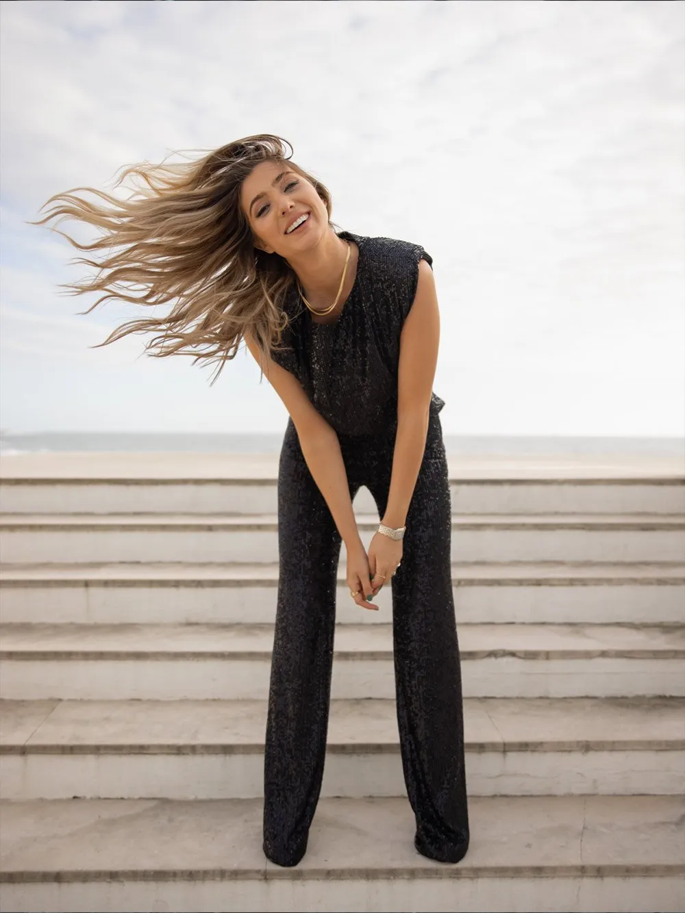 Sparkling Black Sequin Pants