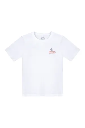 Camiseta blanca estampada en espalda para hombre