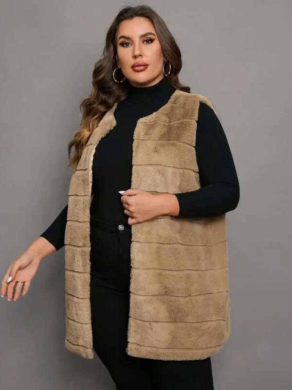 Casaco Colete Bege Plus Size - Giana