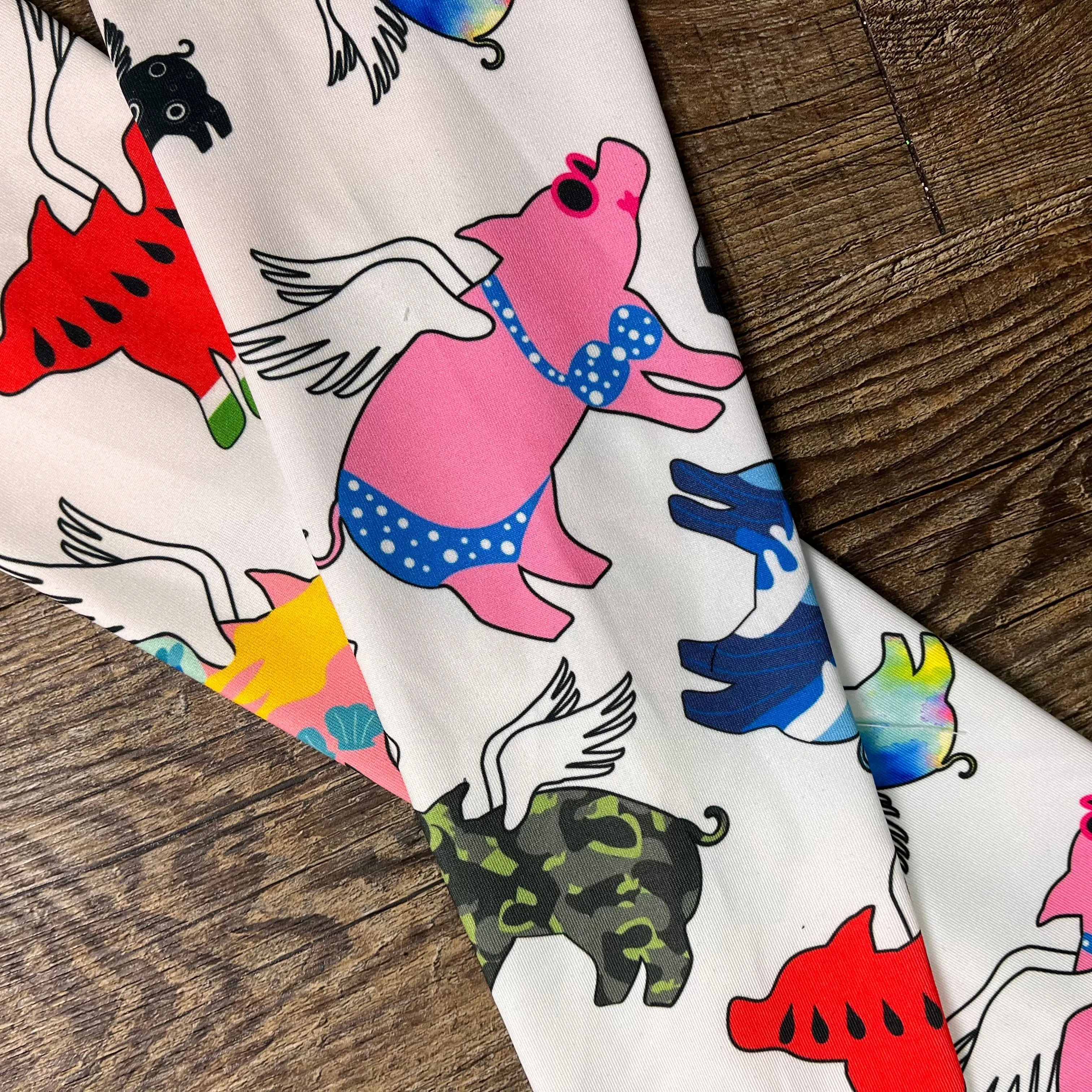 Compression Warmer Arm Sleeves in Flying Pig Print Spandex