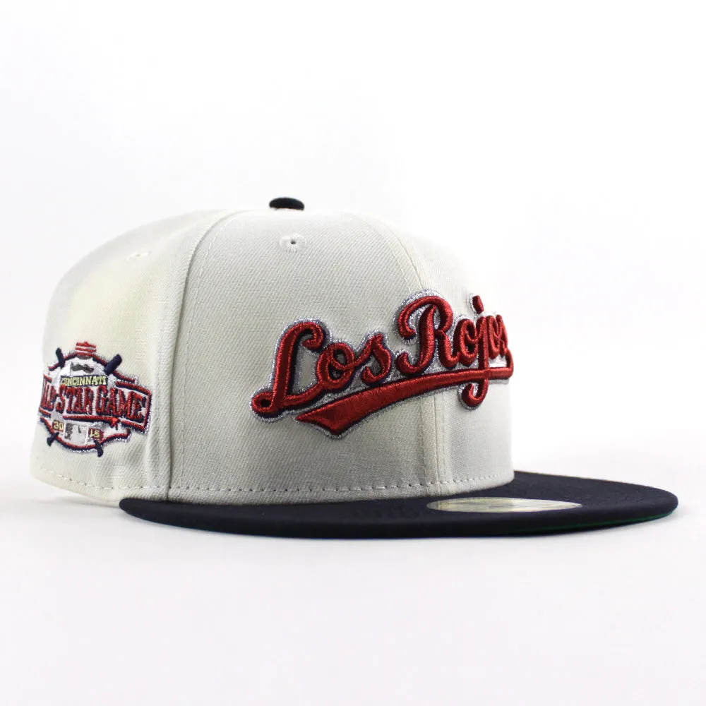 Los RoJos Cincinnati Reds 2015 All Star Game New Era 59Fifty Fitted Hat (Chrome White Navy Green Under Brim)