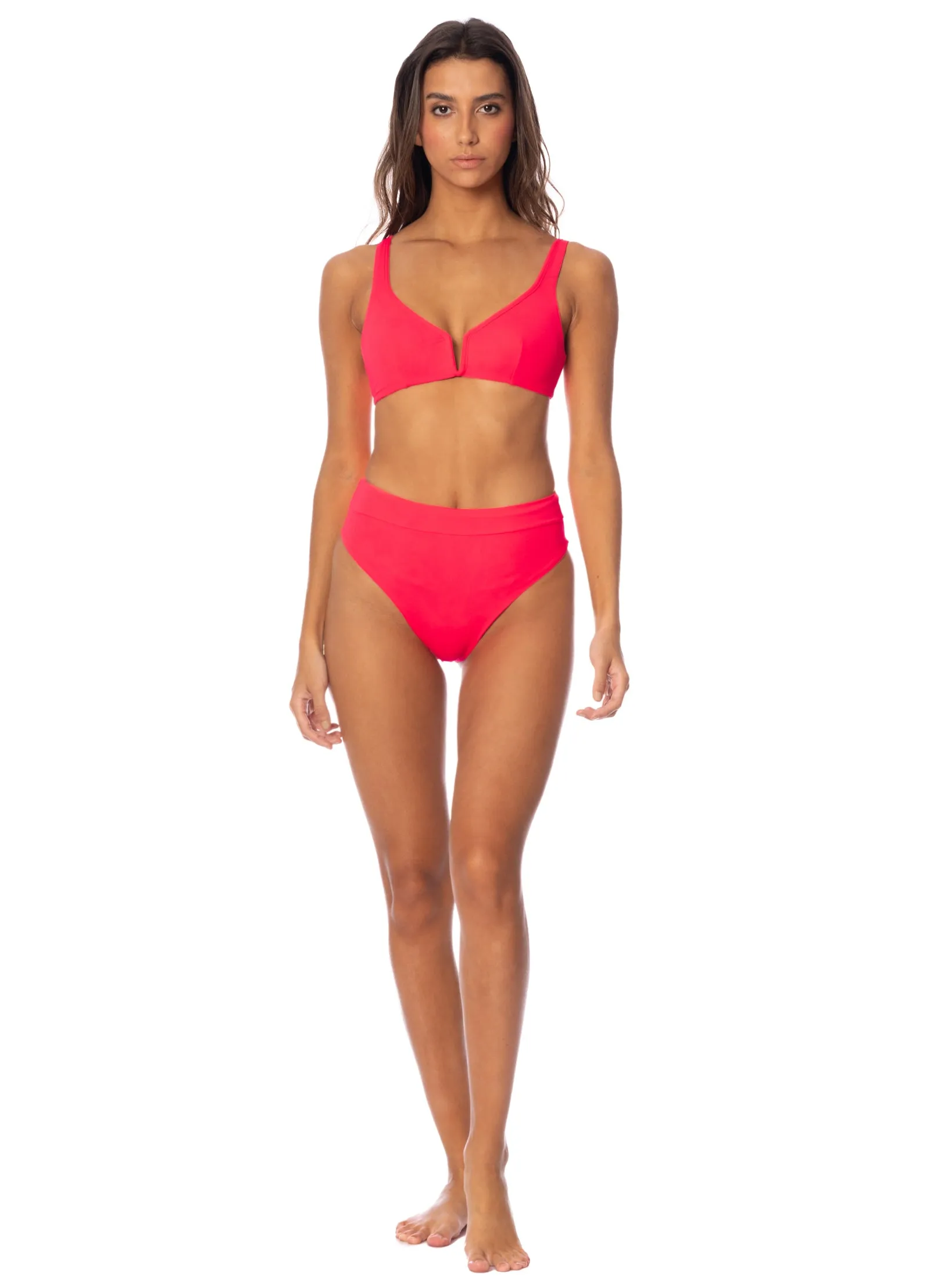 Maaji Cherry Red Victory V Wire Bralette Bikini Top