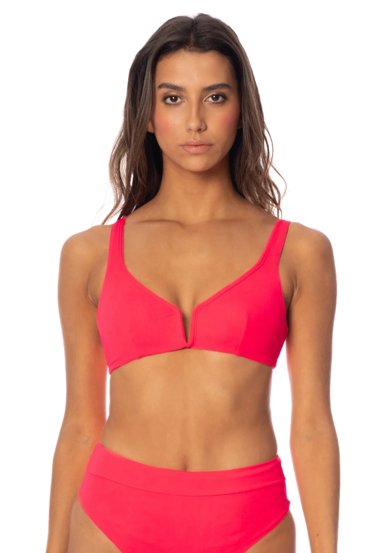 Maaji Cherry Red Victory V Wire Bralette Bikini Top