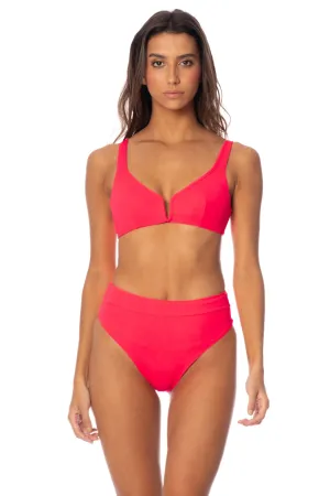 Maaji Cherry Red Victory V Wire Bralette Bikini Top