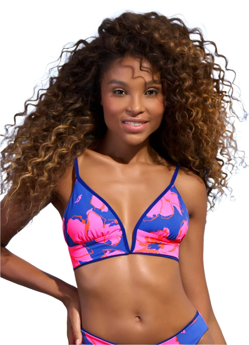 Maaji Cobalt Blue Parade Long Line Triangle Bikini Top