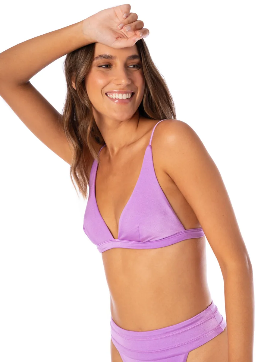 Maaji Metallic Lilac Ivy Fixed Triangle Bikini Top