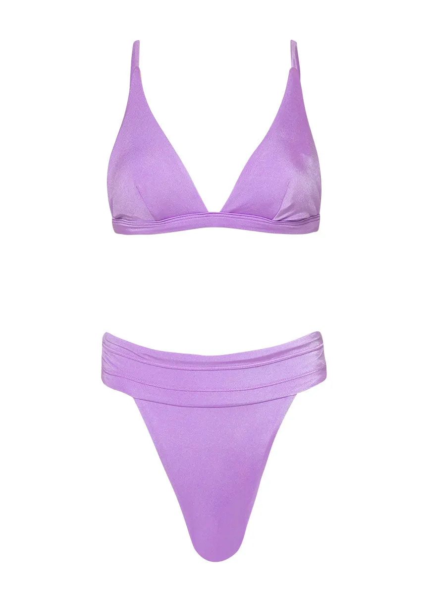 Maaji Metallic Lilac Ivy Fixed Triangle Bikini Top