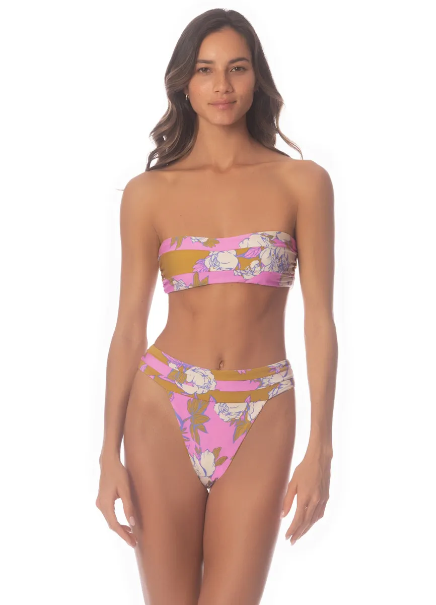 Maaji Pink Fiore Lianna Strapless Bandeau Bikini Top