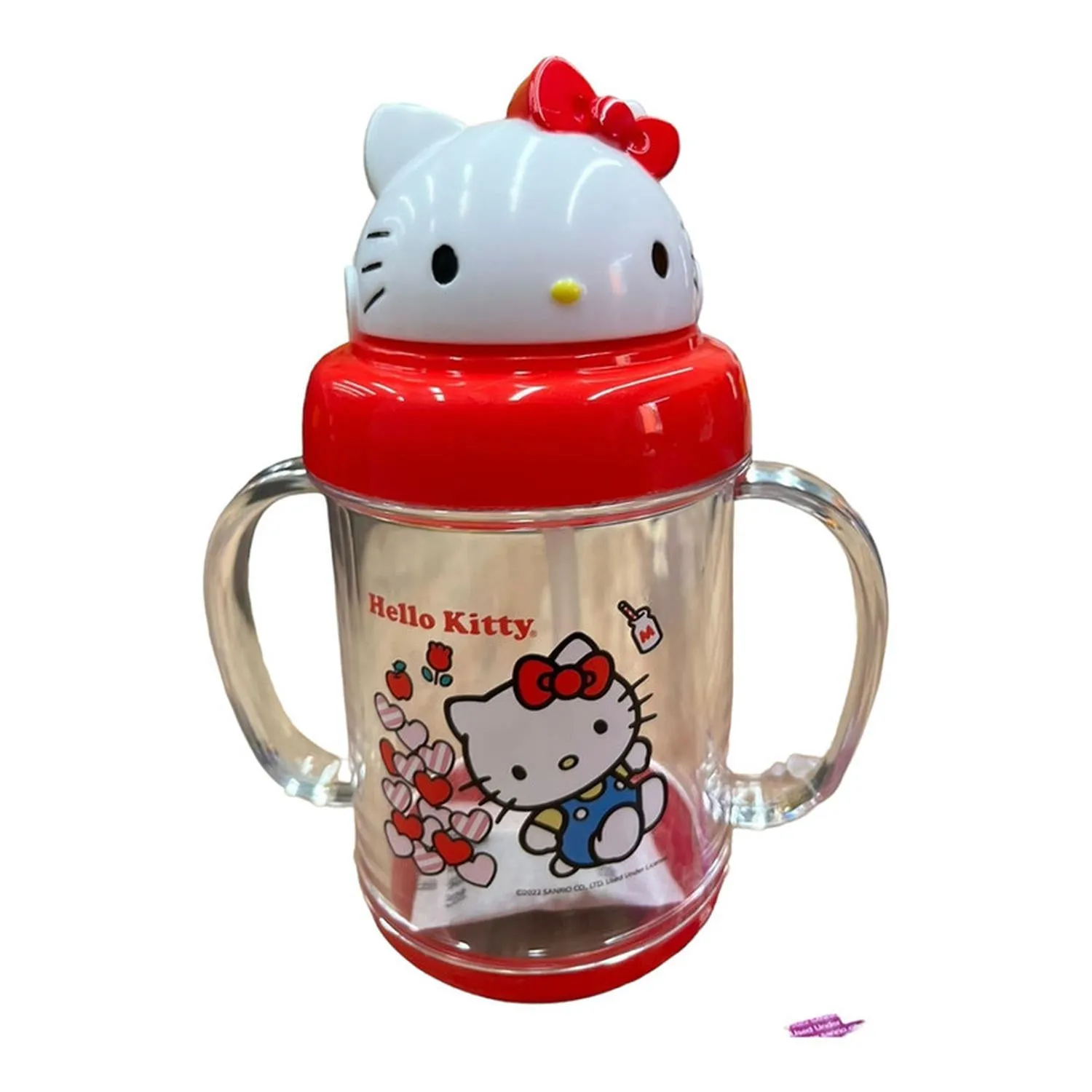 New Arrival Siglo 21 Vaso Entrenador Transparente Con Rojo Corazones Hello Kitty