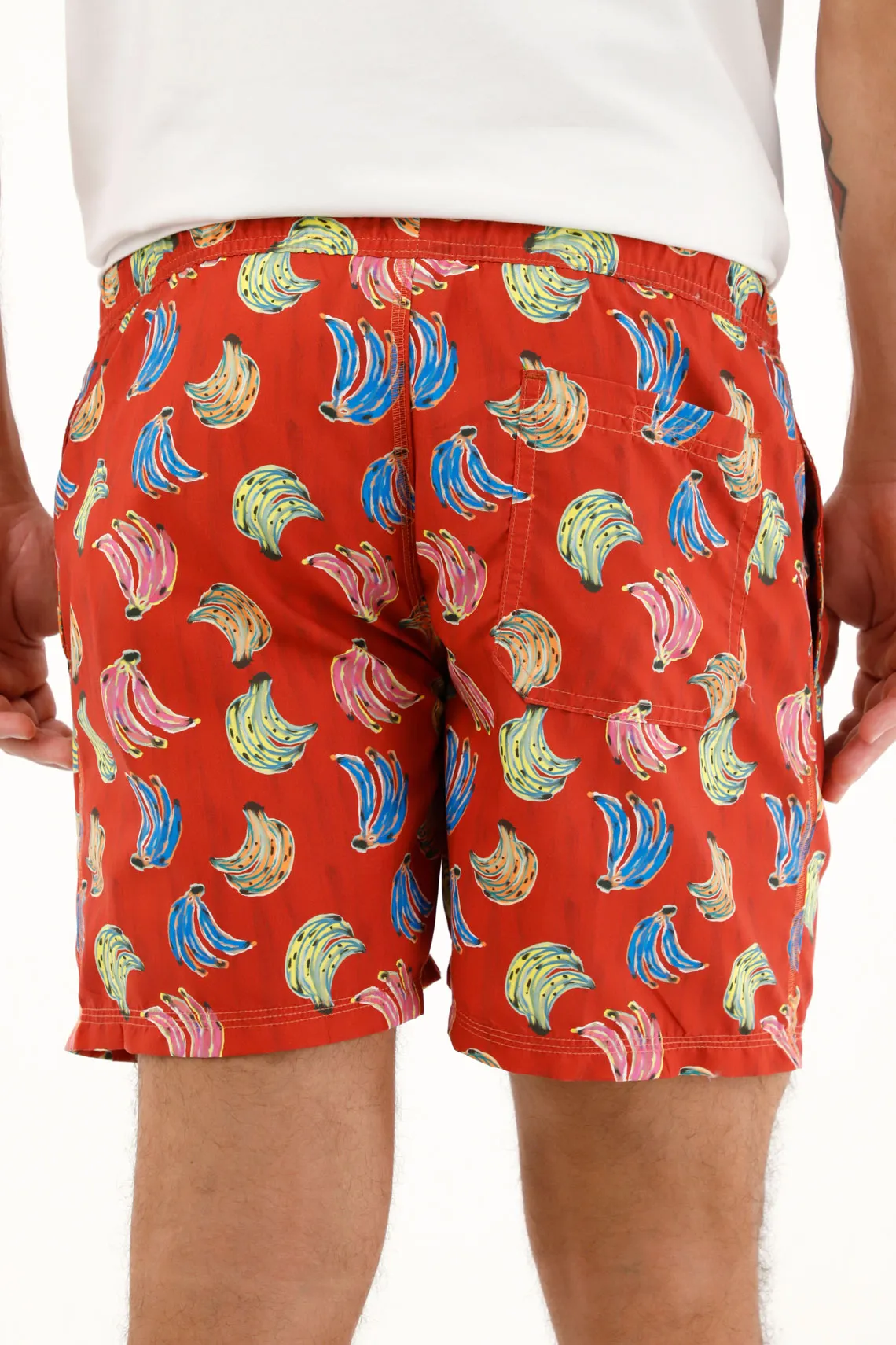 Pantaloneta de baño con estampado de bananas para hombre