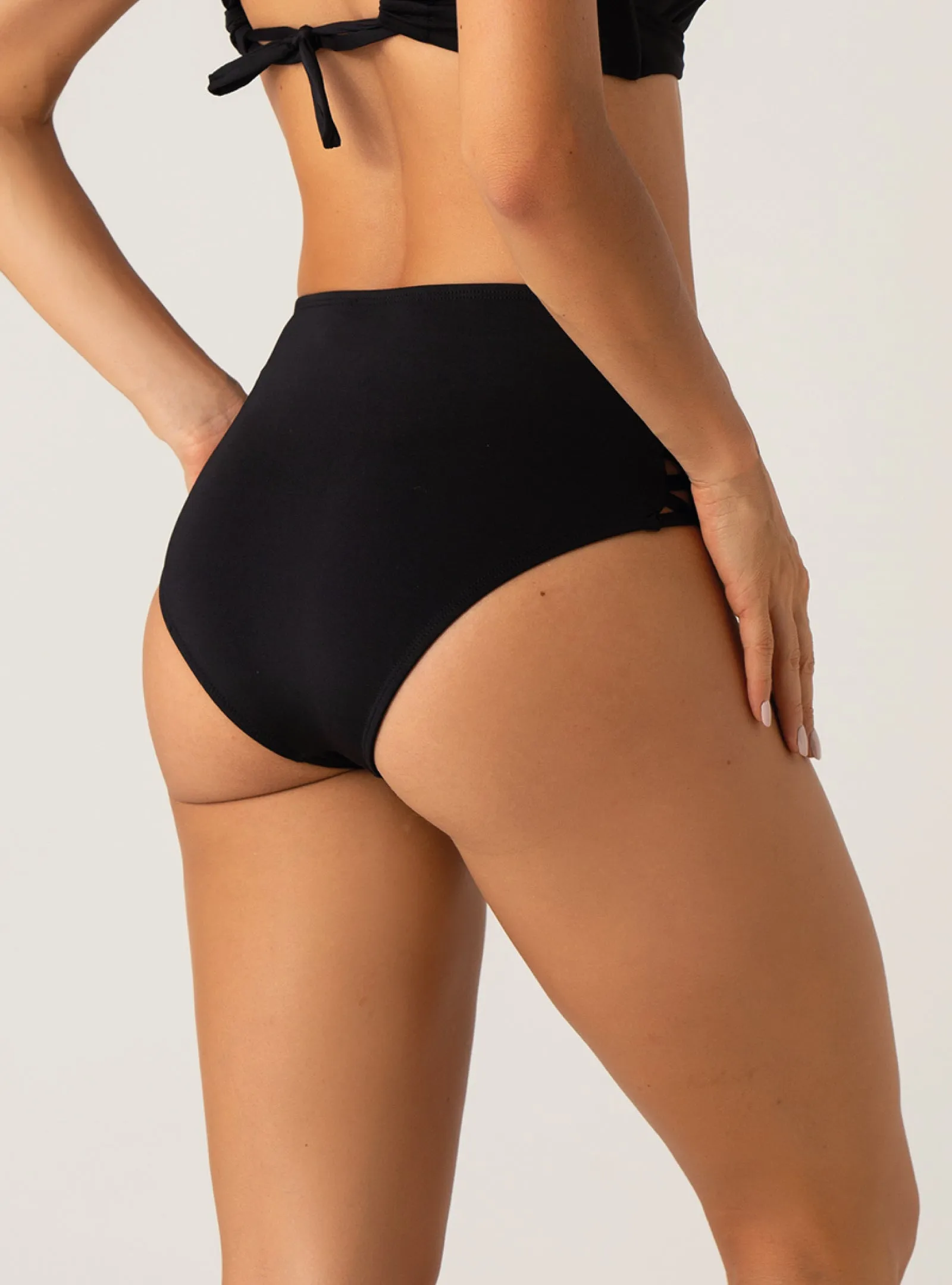 Panty Alto 3715 Con Pitillos Cruzados - Negro