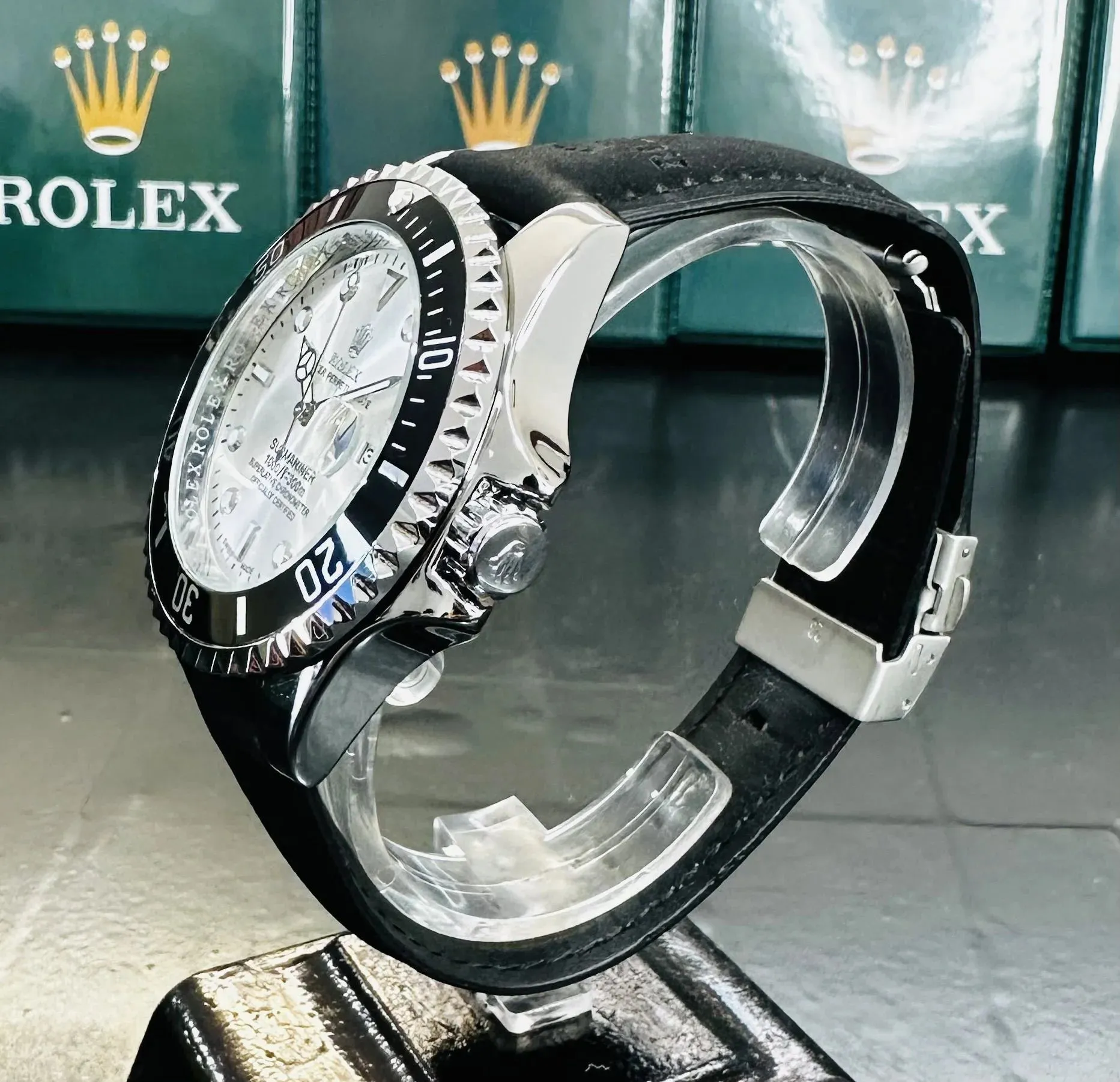 Relógio Rolex Submariner Pulseira de Couro