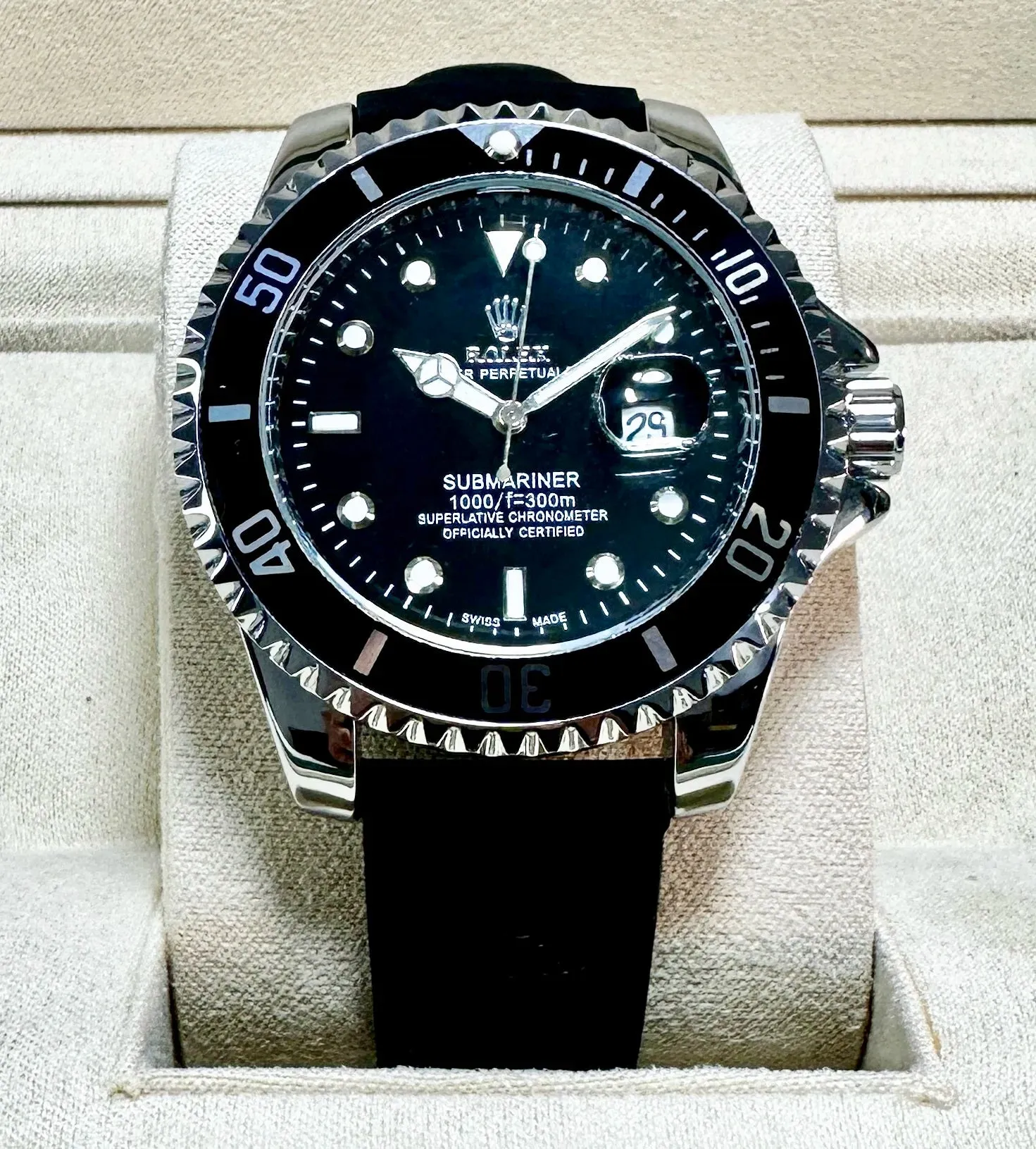 Relógio Rolex Submariner Pulseira de Couro