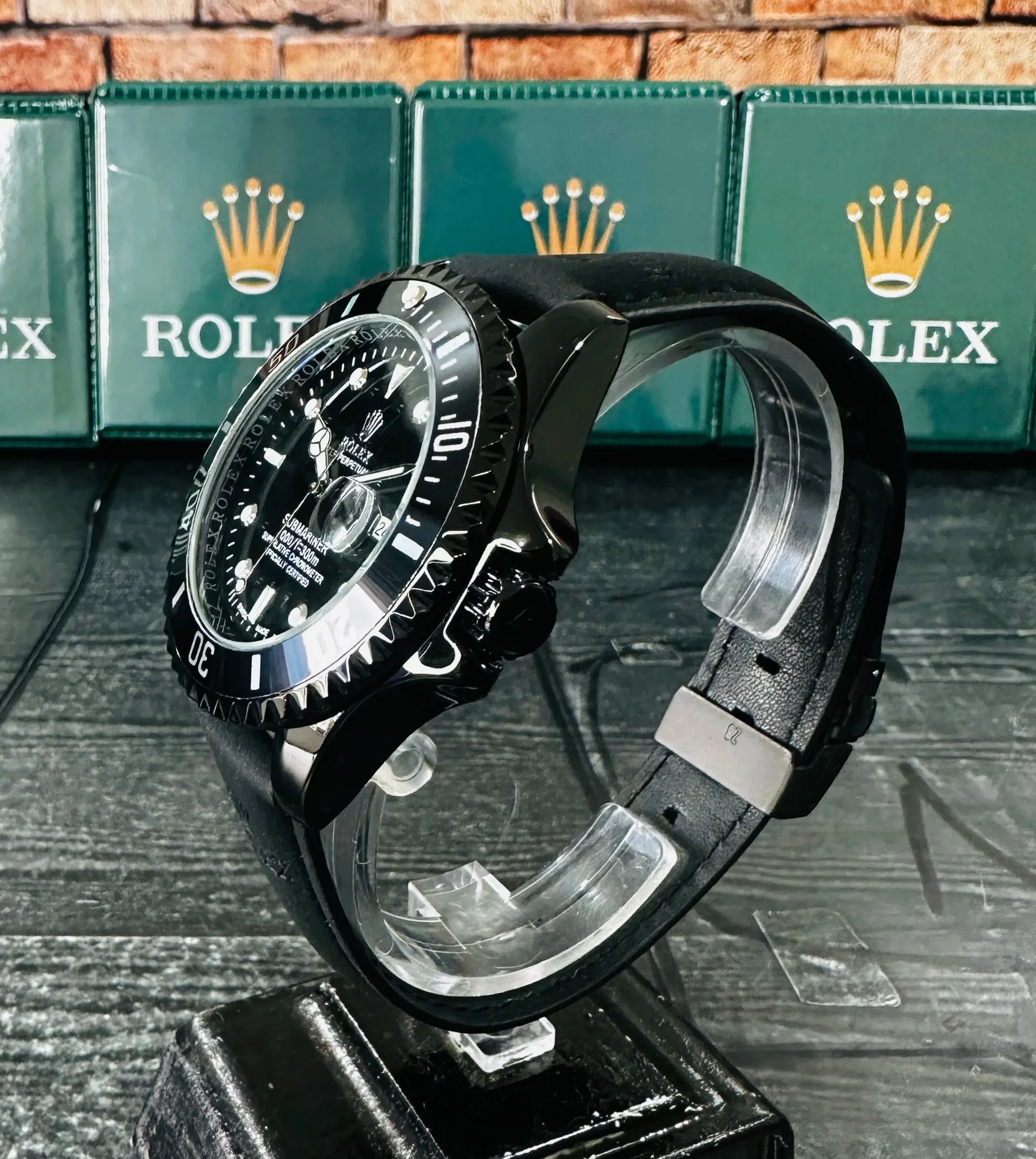 Relógio Rolex Submariner Pulseira de Couro