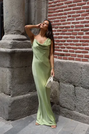 Flowy Long Pistachio Green Dress